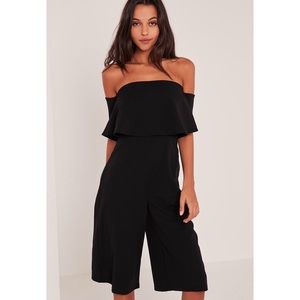 MISSGUIDED Black Crepe Bardot Culotte Jumpsuit